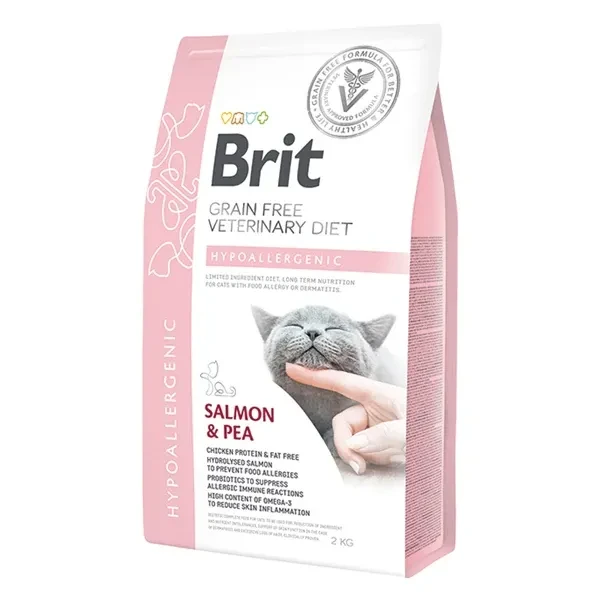 Brit Veterinary Diet Hypo-Allergenic Tahılsız Cilt Sağlığı Destekleyici Somonlu Yetişkin Kedi Maması 2KG