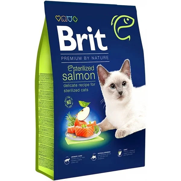 Brit Premium By Nature Sterilised Somonlu Kısırlaştırılmış Yetişkin Kedi Maması 8KG