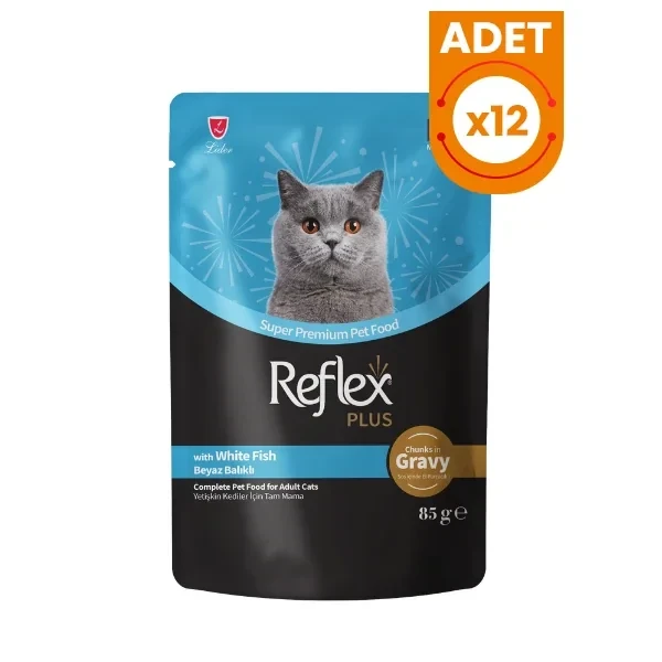 Reflex Plus Sos İçinde Beyaz Balıklı Pouch Yetişkin Konserve Kedi Maması
